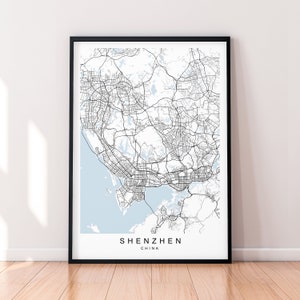 Shenzhen China City Map Print Poster Minimalist Home Decor Shenzhen City Map Poster Wall Art Decor