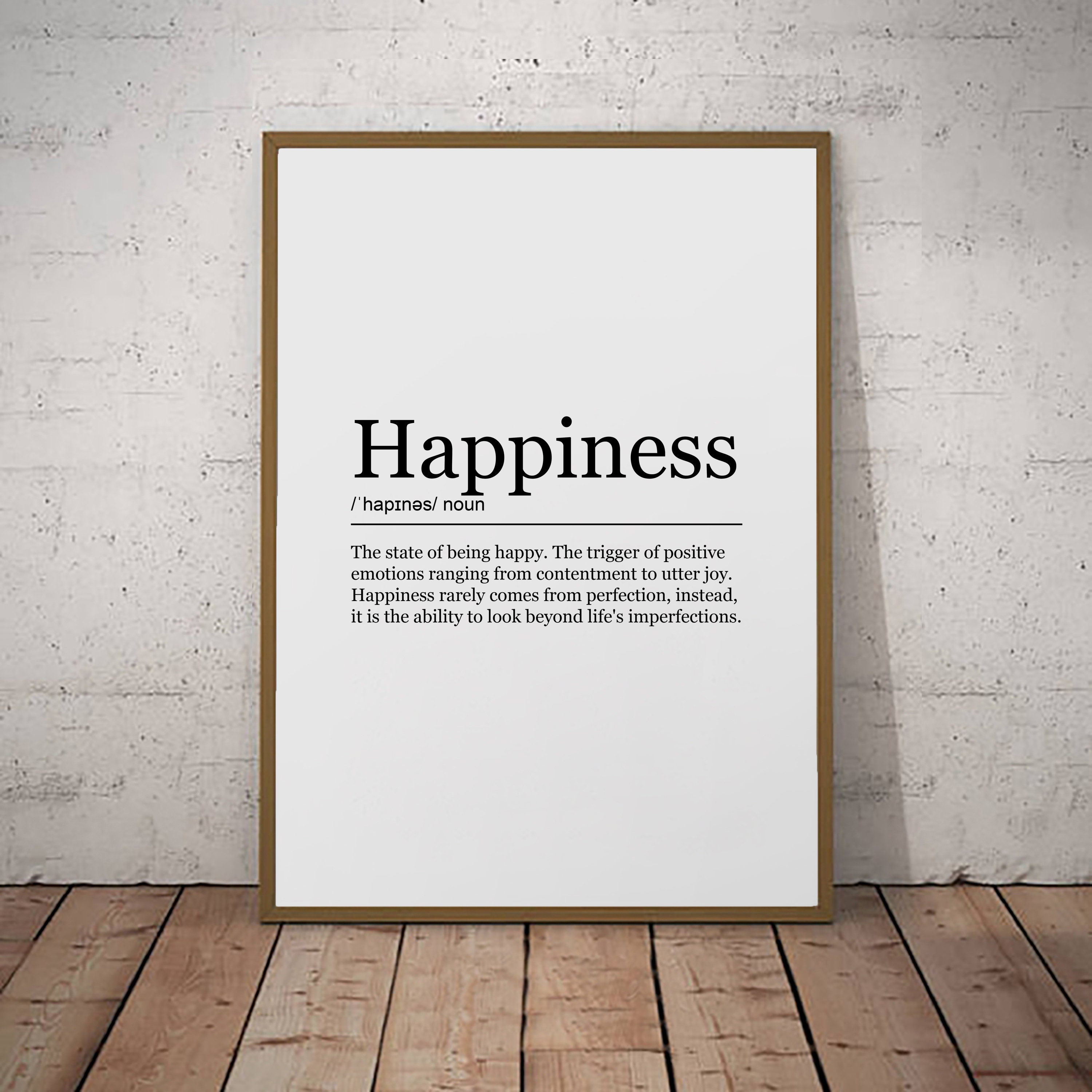 Poster Print Art Definition Print Happiness Etsy Wall - Minimalist