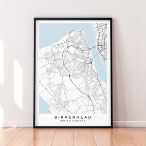 Birkenhead City England Karte Print Poster Minimalist Home Decor Birkenhead England UK Karte Poster Wall Art Decor