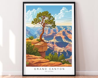 Grand Canyon Arizona Arte Impressão Ilustração Grand Canyon EUA Pôster Arte de Parede Presente Impressão Sem Moldura
