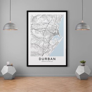 Durban South Africa Town City Map Print Minimalist Home Map Poster Wall Décor