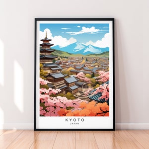 Kyoto Illustration Print Kyoto Japan Travel Poster Gift Unframed Print
