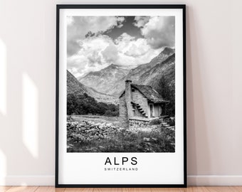 Alps Hills Mountains Print Travel Poster Minimalist Home Travel Mountain Poster Wall Decor