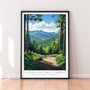 Floresta Nacional de Pisgah Viagem Impressão Arte Ilustração Floresta Nacional de Pisgah Cartaz Arte de Parede Presente Impressão Sem Moldura