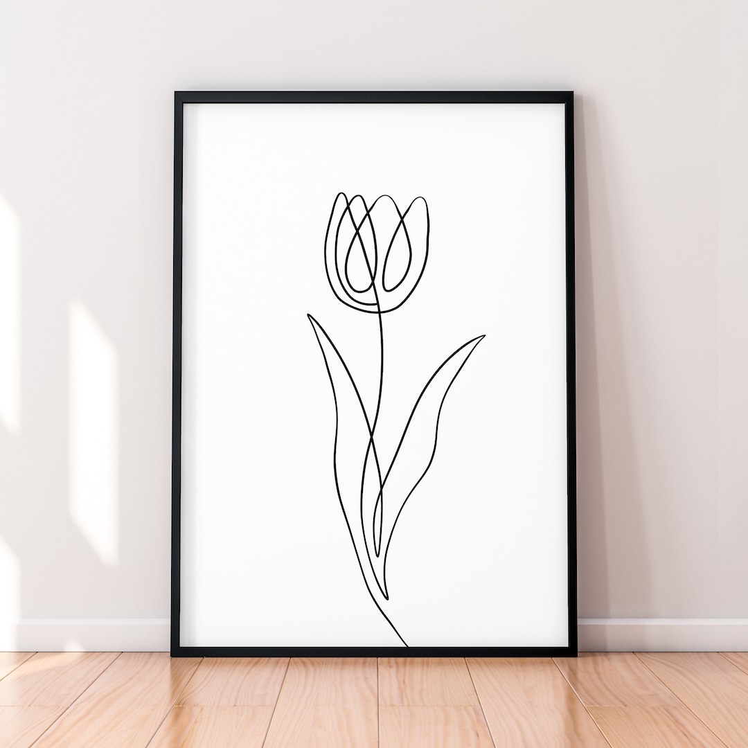 Tulip Flower Line Art Poster Wall Art Minimalist Print (TL2) - Etsy