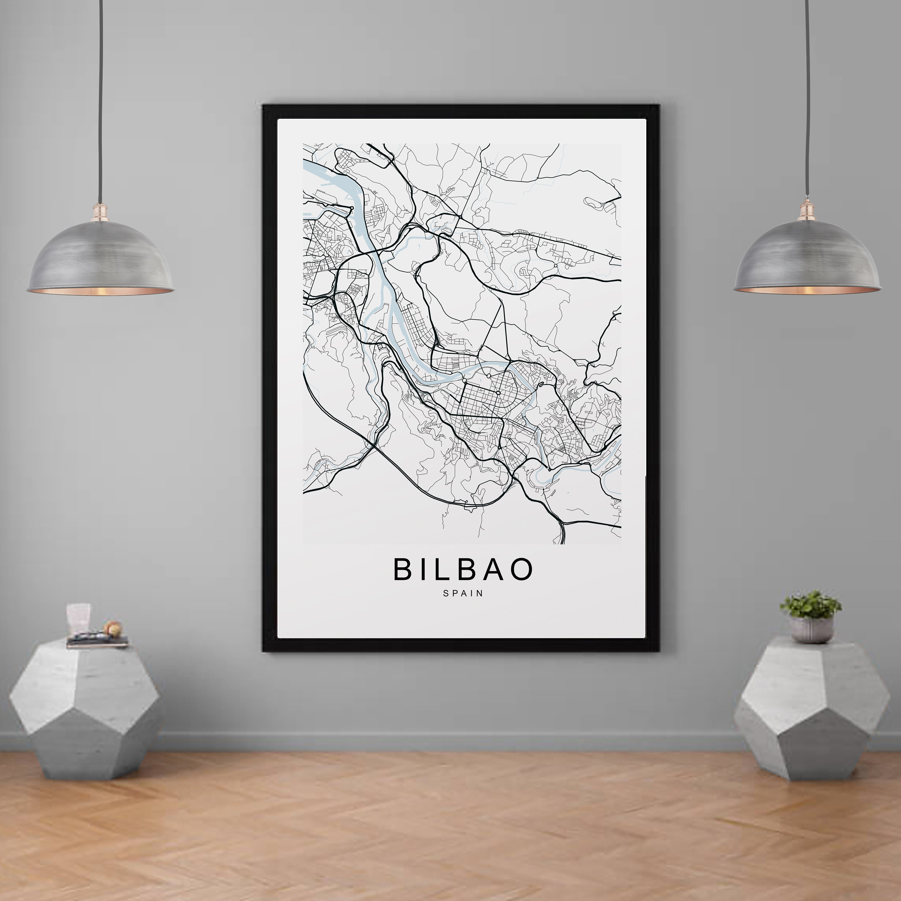 Bilbao Map Spain City Map Print Minimalist Home Map Poster Wall Décor