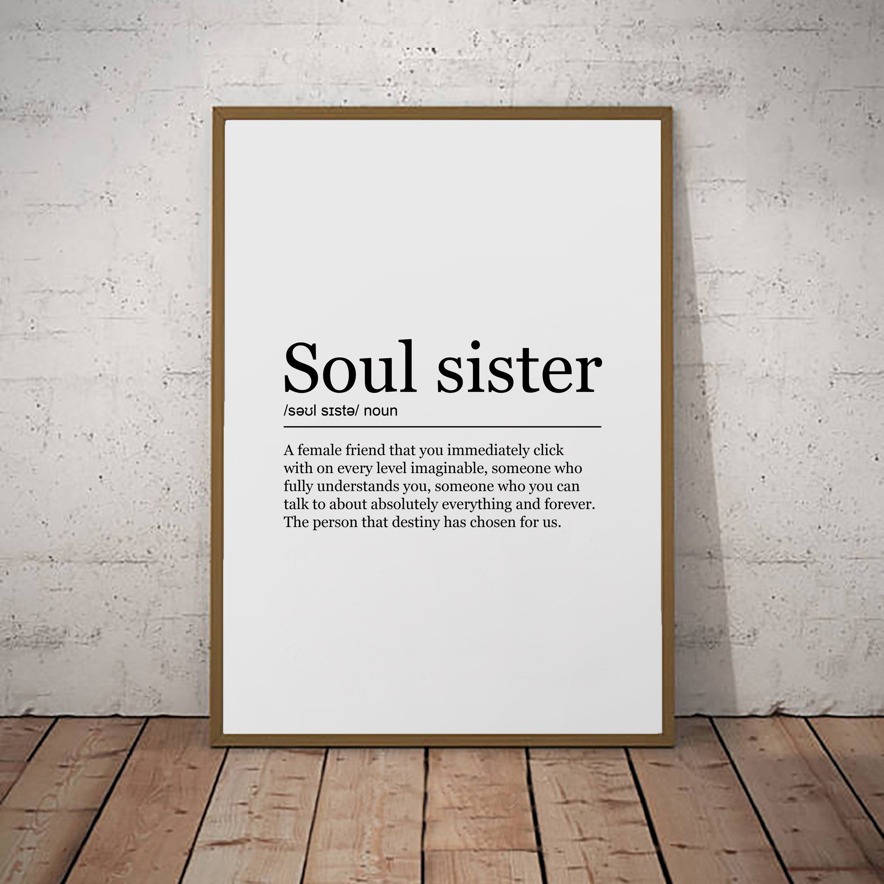 Soul Sister Print Definition Poster Wall Art Minimalist Best Etsy