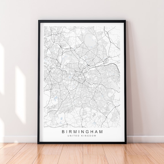 Póster Minimalista Mapa Birmingham - Decoración Pared A3, Diseño Elegante, Recuerdo De Viaje