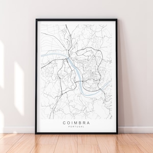 Coimbra stadskaart Portugal print minimalistische Coimbra Portugal stadskaart poster wand decor