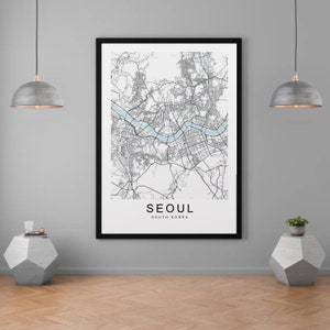 Séoul Corée du Sud City Map Print Minimalist Home Map Poster Wall Decor