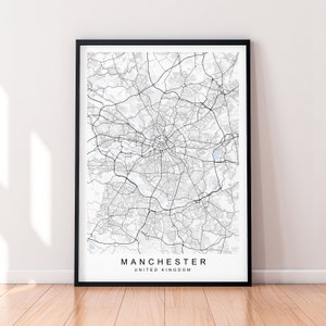 Manchester England Karte Print Poster Minimalist Home Manchester United Kingdom Karte Poster Wall Art Decor