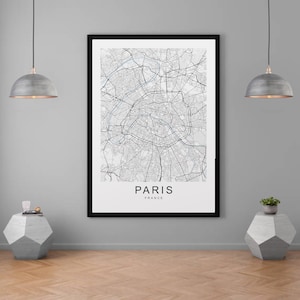 Paris City Map Print Minimalist Home Map Poster Wall Decor