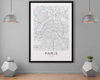 Paris City Map Print Minimalist Home Map Poster Wall Decor