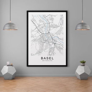 Basel Karte Schweiz Karte Stadt Karte Druck Minimalist Home Map Poster Wanddeko