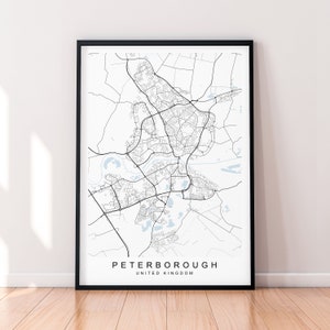 Peterborough City Engeland Kaart Print Poster Minimalistisch Home Decor Peterborough Engeland UK Kaart Poster Wall Art Decor