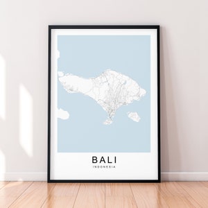 Bali Indonesië kaart print minimalistische Bali eiland kaart poster wand decor