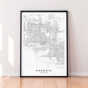 Phoenix Arizona ville carte impression affiche minimaliste décor à la maison Phoenix Arizona USA carte affiche mur Art déco
