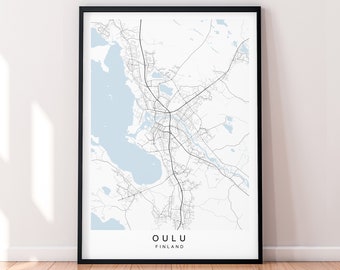 Oulu City Map Print Poster Minimalist Home Oulu Finland Map Poster Wall Art Decor