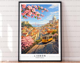 Lisbon Illustration Print Lisbon Portugal Travel Poster Gift Unframed Print