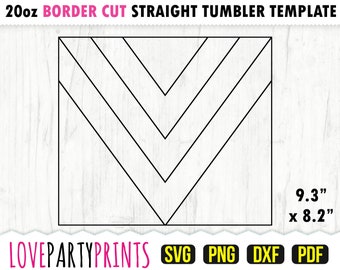Double V Split Tumbler SVG, DXF, PNG, Pdf, 20 oz Skinny Tumbler Template, Tumbler Wrap File, 20oz Straight Wall, Template Cut File, 1165