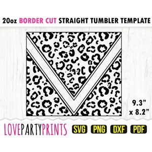 Leopard V Split Tumbler SVG, DXF, PNG, Pdf, 20 oz Skinny Tumbler Template, Tumbler Wrap File, 20oz Straight Wall, Template Cut File, 1150