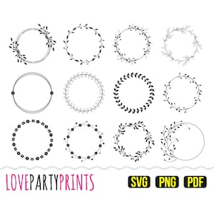 Wreath Svg Bundle, Circle Wreath Svg Bundle, Wedding Wreath Svg, Circle Frame Svg, Monogram Frame Svg, Clipart, Cut Files, (svg798)