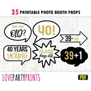 40 años Photo Booth Props Imprimible Cumple 40 años pdf printable -   España