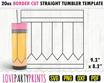 Pencil Tumbler SVG, DXF, PNG, Pdf, 20 oz Skinny Tumbler Template, Tumbler Wrap File, 20oz Straight Wall, Template Cut File, (svg835)