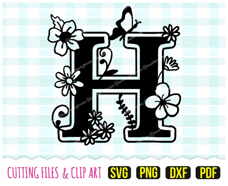 Download Floral Letter H Svg DXF PNG PDF Initial Svg Vector Files | Etsy