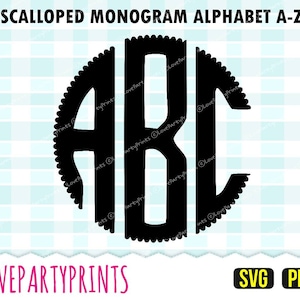 Scalloped Monogram SVG, Scalloped Monogram PNG, Monogram Svg, Monogram Letters Svg, Cut Files and Clipart Files, 781