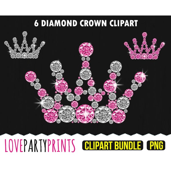 Diamond Crown Clipart PNG files, Rhinestone Crown Clipart, Pink and White Diamond Crown, Pink Diamond Heels, Diamond Crown Clipart, CA84