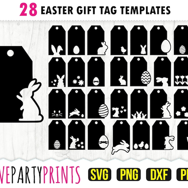 Easter Gift Tag SVG PNG PDF Dxf, Gift Tags Svg, Gift Tags Bundle Svg, Bunny Gift Tags, Rabbit Label Svg, Egg Tag Svg, Instant Download, 1275
