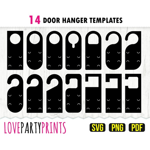 Door Hanger Template SVG, PNG, PDF, Door Hanger Templates with Business Card Holder, 14 Hanger Templates, (svg834)