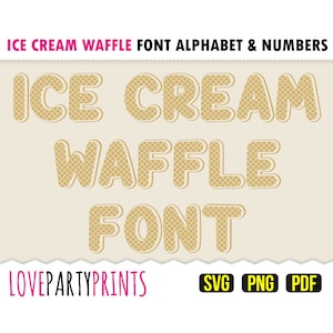 Fuente ICE CREAM WAFFLE Archivos Svg, Png y Pdf, 300 ppp de alta calidad, silueta vectorial, crea tu propio banner (SVG1005)