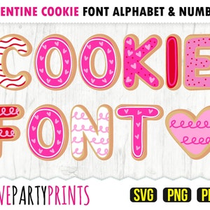 VALENTINES COOKIE FONT SVG-, Png- und Pdf-Dateien, 300 dpi hohe Qualität, Silhouette-Vektorgrafik, Erstellen Sie Ihr eigenes Banner (SVG1002)