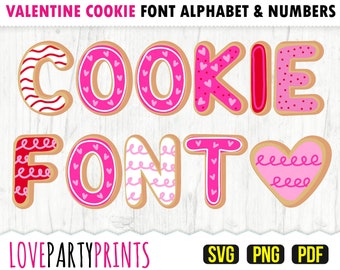 VALENTINES COOKIE FONT Svg, Png and Pdf files, 300dpi High Quality, Silhouette Vector, Create your own banner (SVG1002)