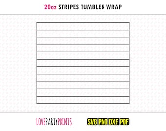 Stripes Tumbler SVG, DXF, PNG, Pdf, 20 oz Skinny Tumbler Template, Tumbler Wrap File, 20oz Straight Wall, Template Cut File, 970
