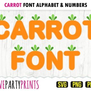 Police de caractère carotte fichiers SVG, Png et Pdf, haute qualité 300 dpi, silhouette vecteur, créez votre propre bannière (SVG994)