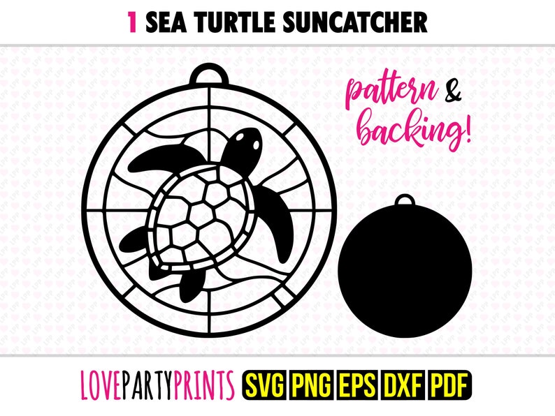 Attrape-soleil tortue de mer SVG, Dxf, Png, Pdf, Eps, attrape-soleil ornement de fenêtre, découpeur laser Silhouette Vector Clip Art, fichiers de découpe, 1314 image 1