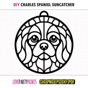 Charles Spaniel Suncatcher SVG, Dxf Png Pdf Eps, Dog Window Ornament Sun Catcher, Machine Laser Cut Silhouette Vector Clip Art, Cutting File