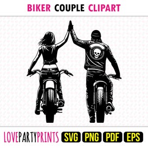 Coppia di motociclisti SVG Png Pdf Eps, High Five Moto, Stampa a sublimazione per motociclette, File tagliati a macchina e laser, Download immediato, 1679