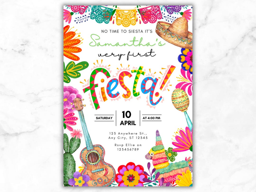 Fiesta Invitation Program Fiesta Party Invitation Template | Editable Canva | Mexican Fiesta ...