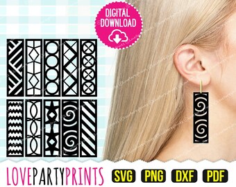 Earring Svg Bundle, DXF, PNG, PDF, Wood Template, Acrylic Template, Vector Clip Art, Machine and Laser Cut Jewellery Files, 610