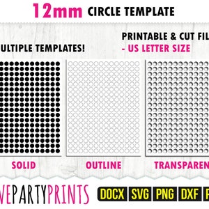 12mm Circle Template SVG, PDF, Png, Dxf, Blank Circle Template, Earring ...