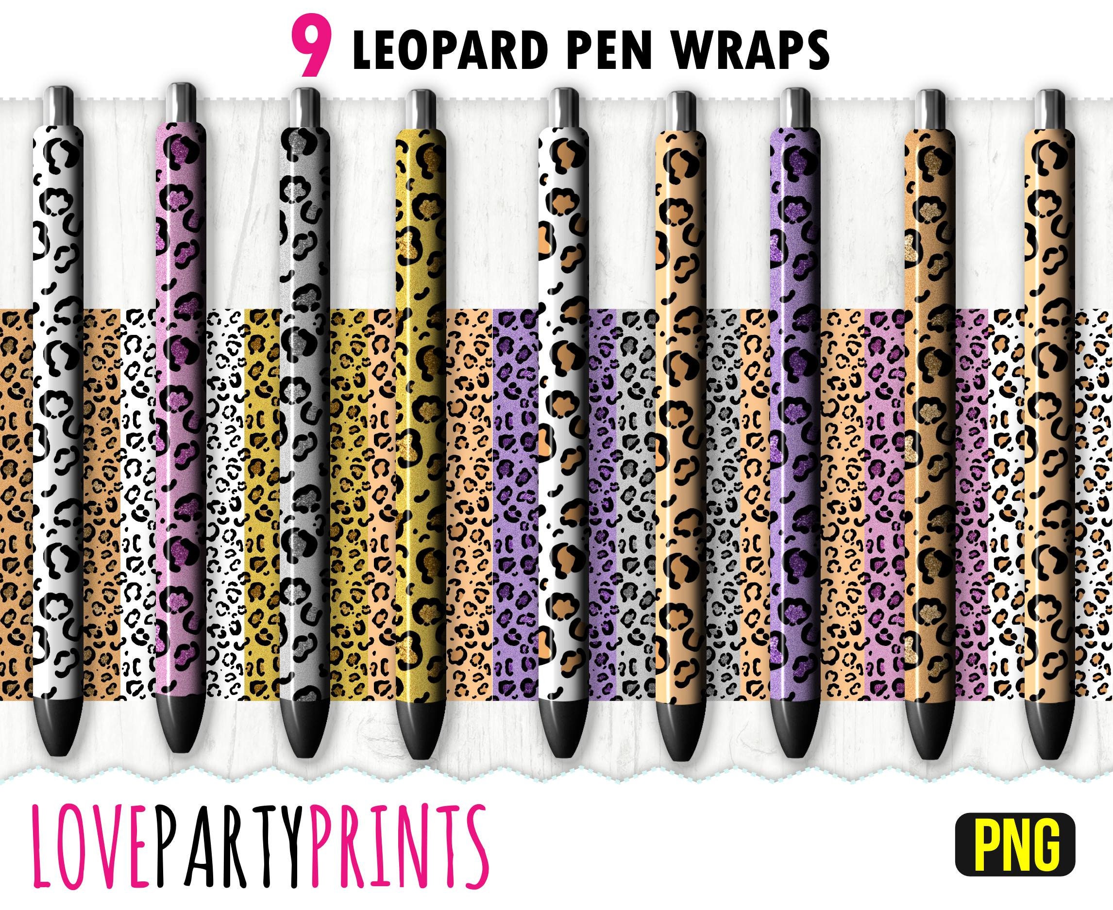 Ultimate Funny Set of Gold Leopard Print Glitter Pen(1 Set of 7 Pcs)