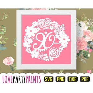 Papercut-sjabloon bloemen 90 krans PDF en PNG-illustraties met Svg- en DXF-snijbestanden, handgesneden of snijmachines, (PC19)
