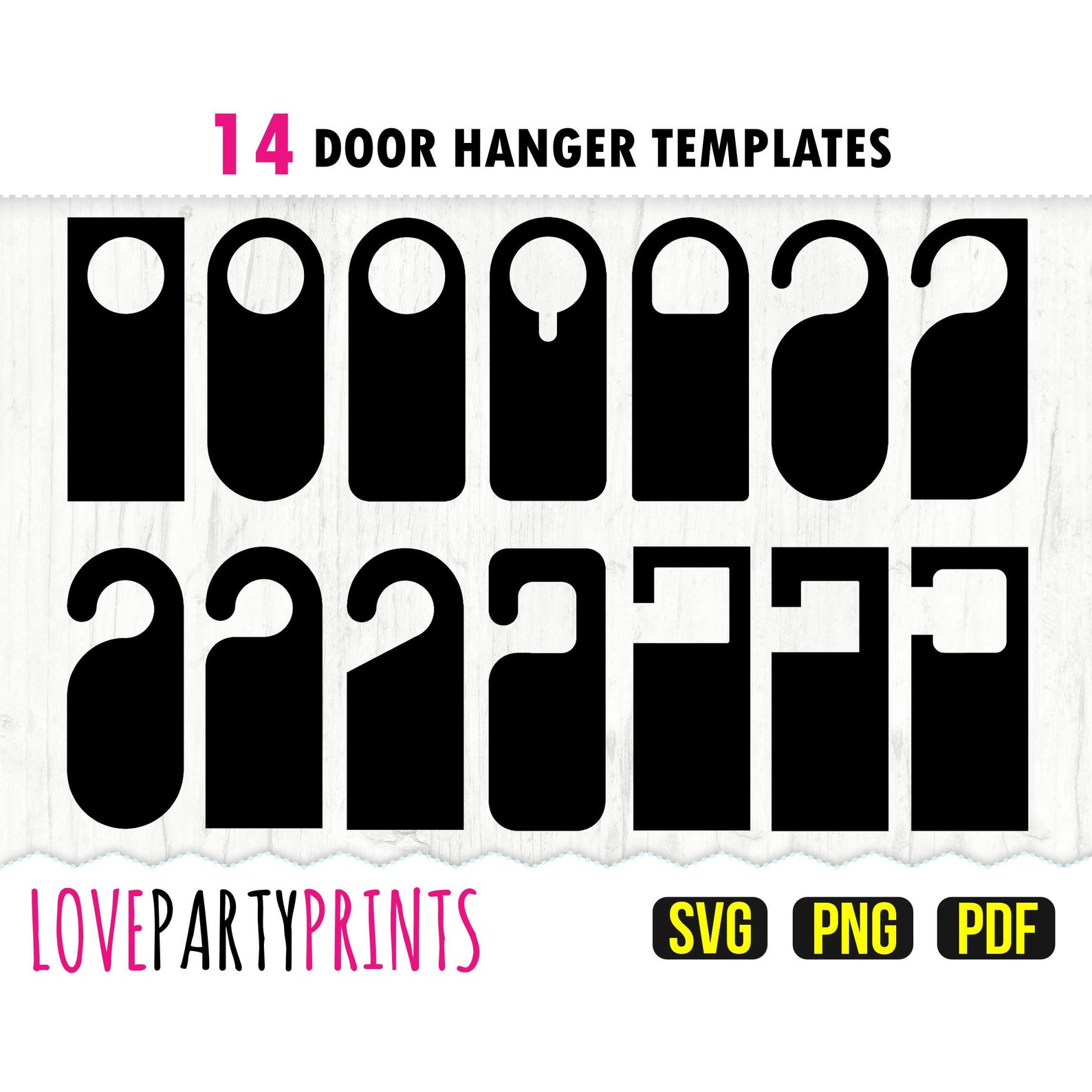 Door Hanger SVG, PNG, PDF, Door Hangers Templates, 14 Hanger Templates