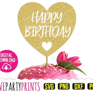 Happy Birthday Topper Svg, DXF, PNG, PDF, Cake Topper Svg, Cake Topper Clipart, Vector Cutting Files, (svg645)