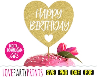 Adorno de feliz cumpleaños Svg, DXF, PNG, PDF, Adorno de tarta Svg, Adorno de tarta Clipart, Archivos de corte vectoriales, (svg645)