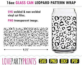 Leopard Can Glass Wrap SVG, DXF, PNG, Pdf, Cheetah Glass Can Wrap Svg, Animal Print Can Wrap Svg, Safari Can Svg, 16oz Can Glass Wrap, GC12